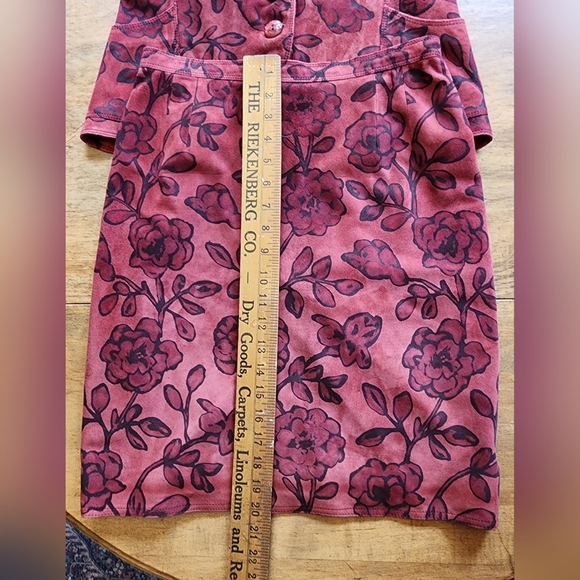 Vintage Emanuel Ungaro Paris Italy red lambskin suit jacket skirt set 10 VGUC - Picture 13 of 17